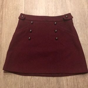 Maroon skirt with button detailing